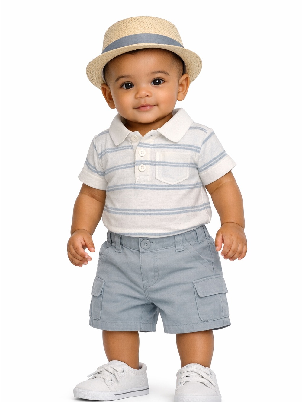 NWT Perry Ellis Baby Boy 3-Piece Set with Hat (0–3M)